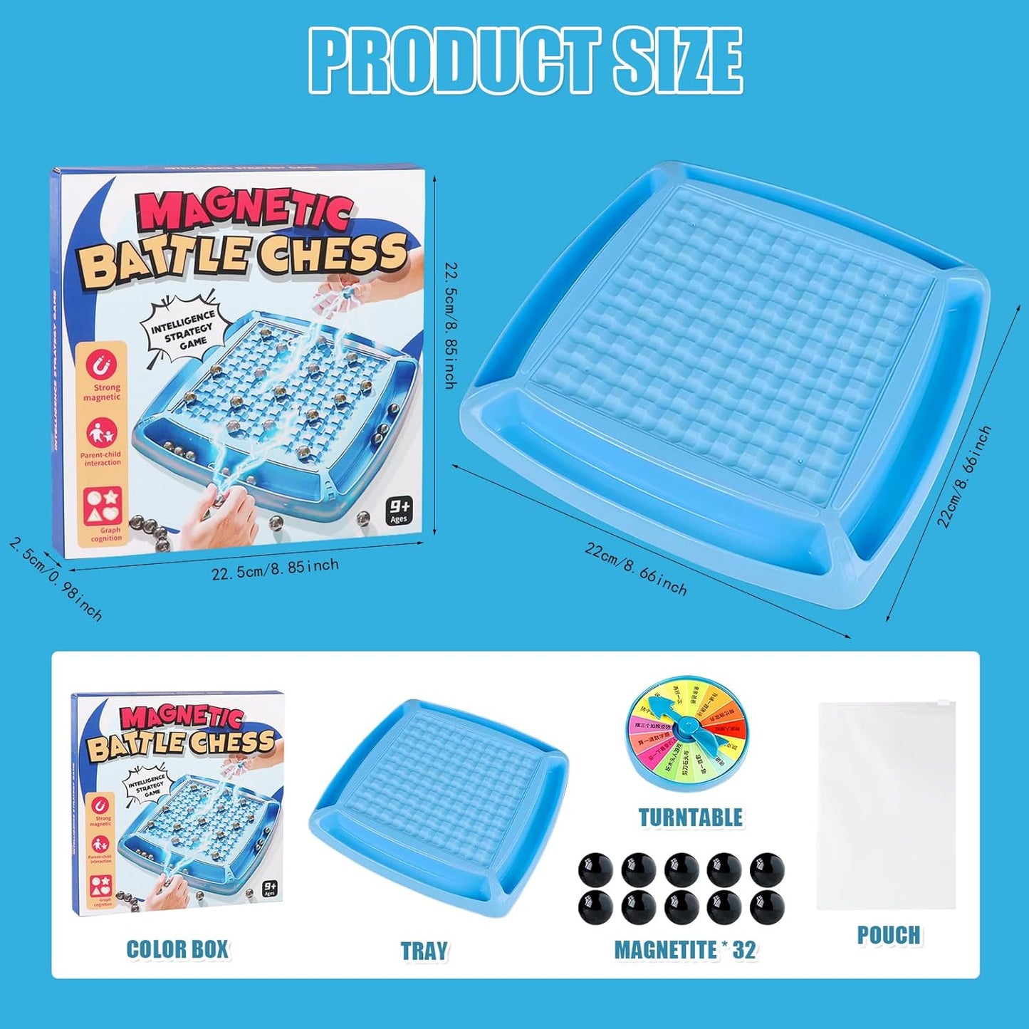 Jeu d'échecs magnétique avec 20 aimants ronds