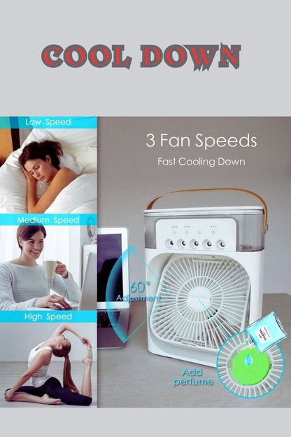 Mini Ventilateur Portable USB avec Réservoir à Glaçons – Ventilateur & Humidificateur 3 en 1