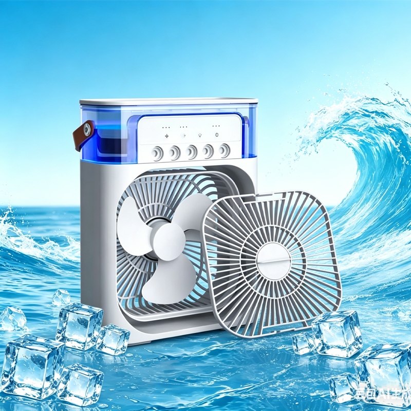 Mini Ventilateur Portable USB avec Réservoir à Glaçons – Ventilateur & Humidificateur 3 en 1