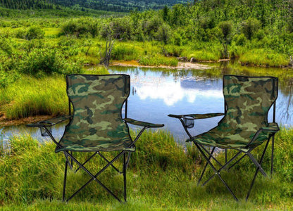 Chaise de Camping Pliante Camouflage – Siège de Pêche et Jardin Militaire avec Porte-Gobelet