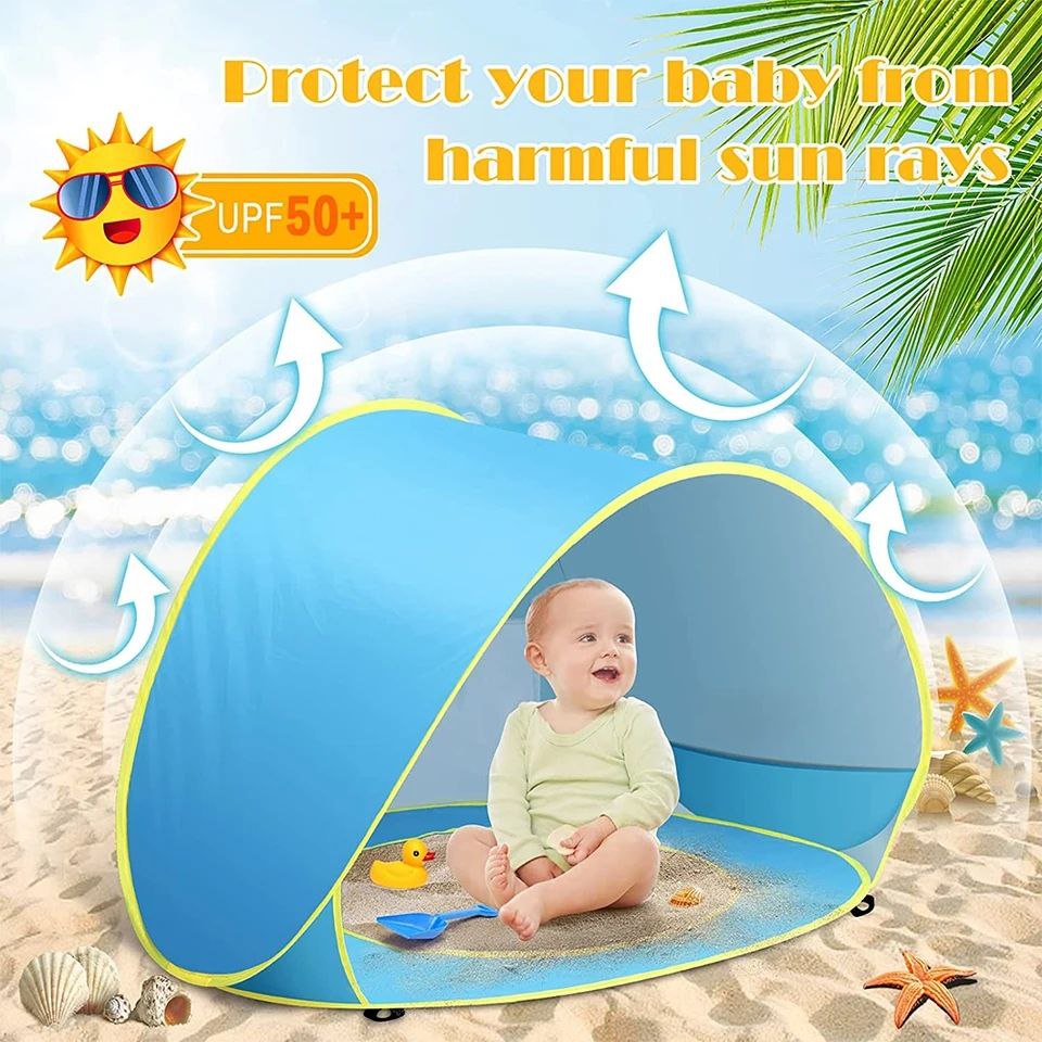 Tente de Plage Pop-Up Bébé Anti-UV UPF 50+ – Abri Solaire et Tente de Jeu Portable