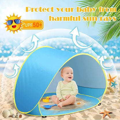 Tente de Plage Pop-Up Bébé Anti-UV UPF 50+ – Abri Solaire et Tente de Jeu Portable