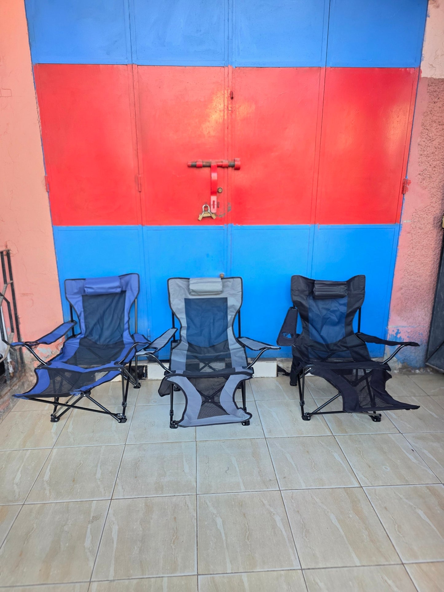 Chaise Pliante Camping avec Repose-Jambes, Porte-Gobelet et Poche de Rangement