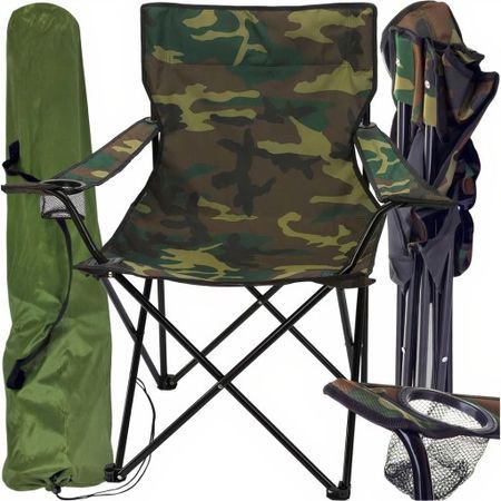 Chaise de Camping Pliante Camouflage – Siège de Pêche et Jardin Militaire avec Porte-Gobelet