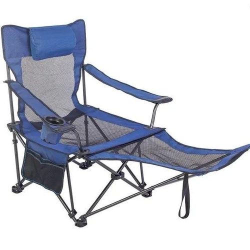 Chaise Pliante Camping avec Repose-Jambes, Porte-Gobelet et Poche de Rangement