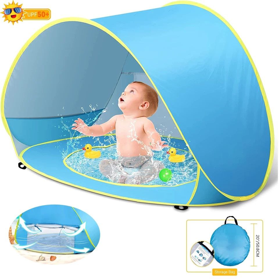 Tente de Plage Pop-Up Bébé Anti-UV UPF 50+ – Abri Solaire et Tente de Jeu Portable