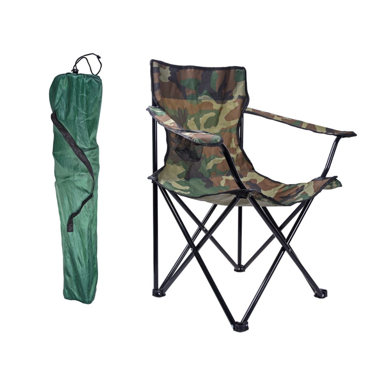 Chaise de Camping Pliante Camouflage – Siège de Pêche et Jardin Militaire avec Porte-Gobelet