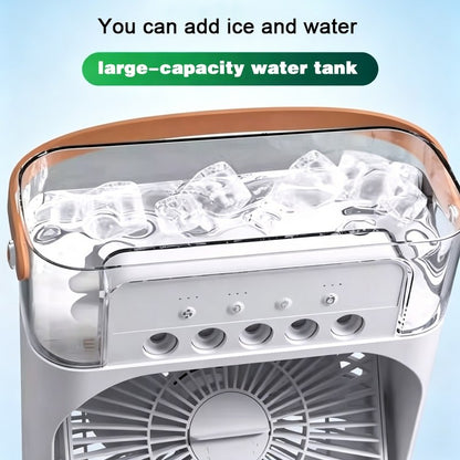 Mini Ventilateur Portable USB avec Réservoir à Glaçons – Ventilateur & Humidificateur 3 en 1
