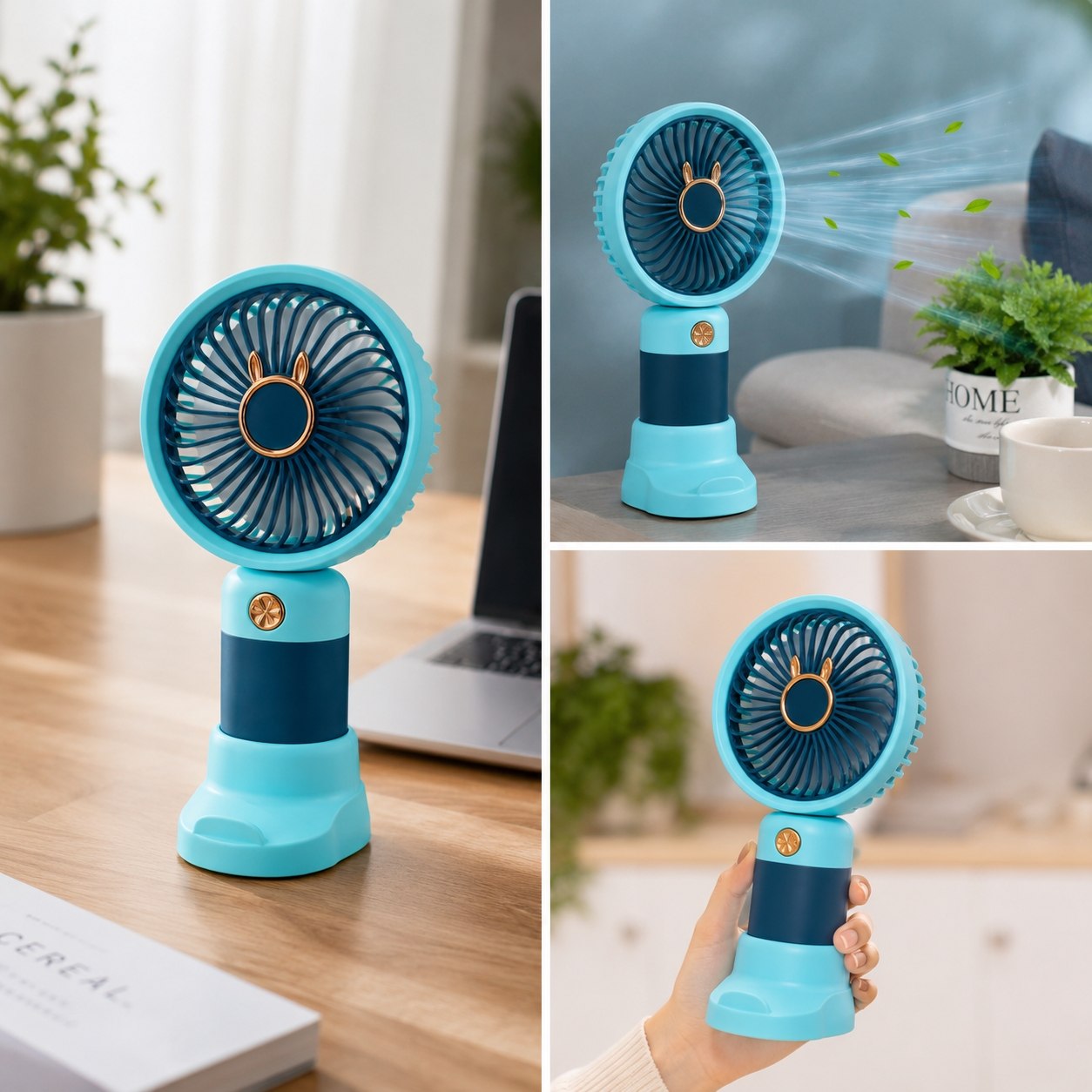 Mini Ventilateur Portable Rechargeable USB-C – Ventilateur de Bureau 2-en-1 KRAFT LINE