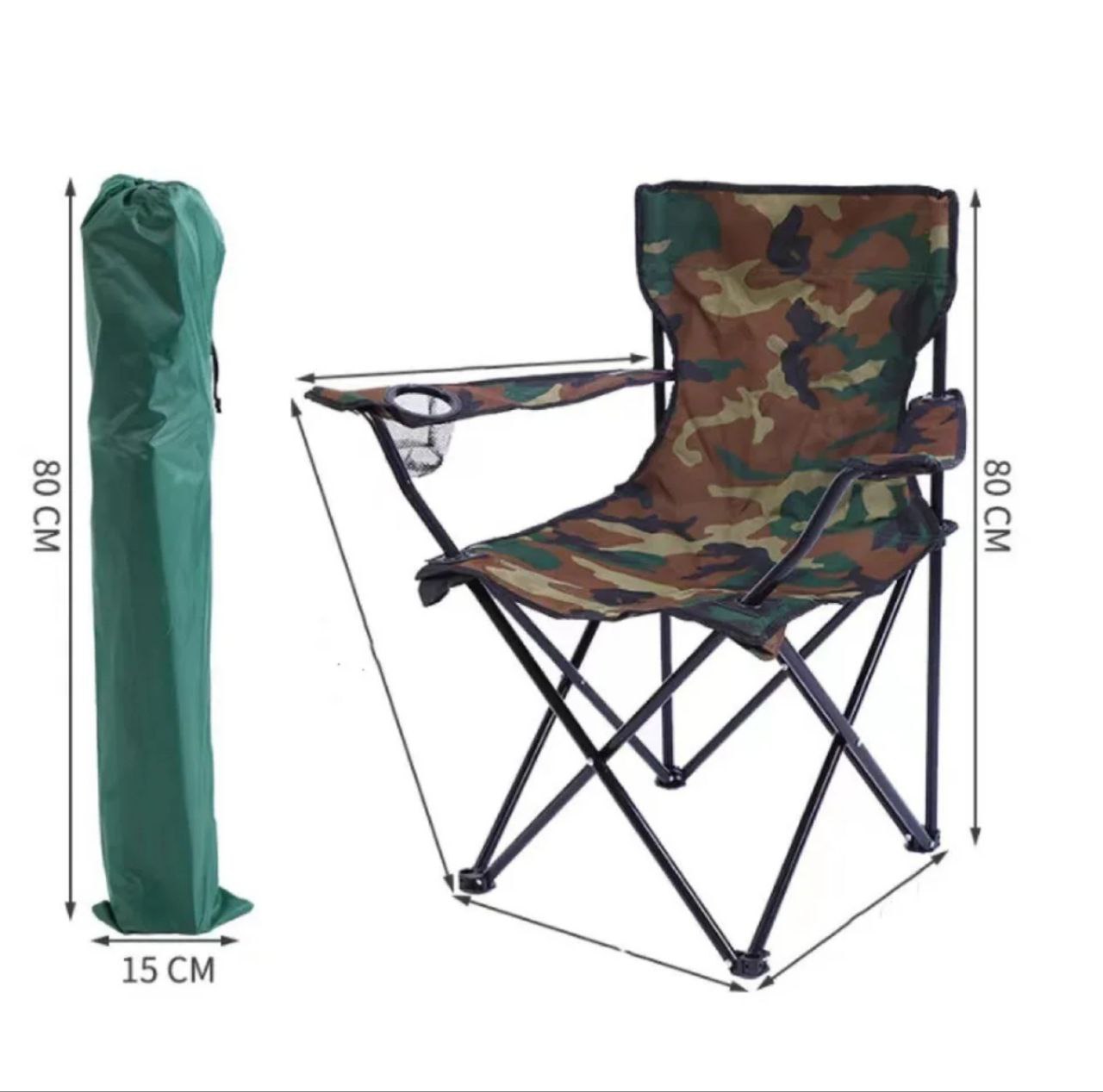 Chaise de Camping Pliante Camouflage – Siège de Pêche et Jardin Militaire avec Porte-Gobelet