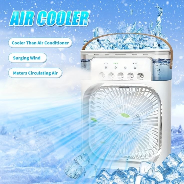 Mini Ventilateur Portable USB avec Réservoir à Glaçons – Ventilateur & Humidificateur 3 en 1