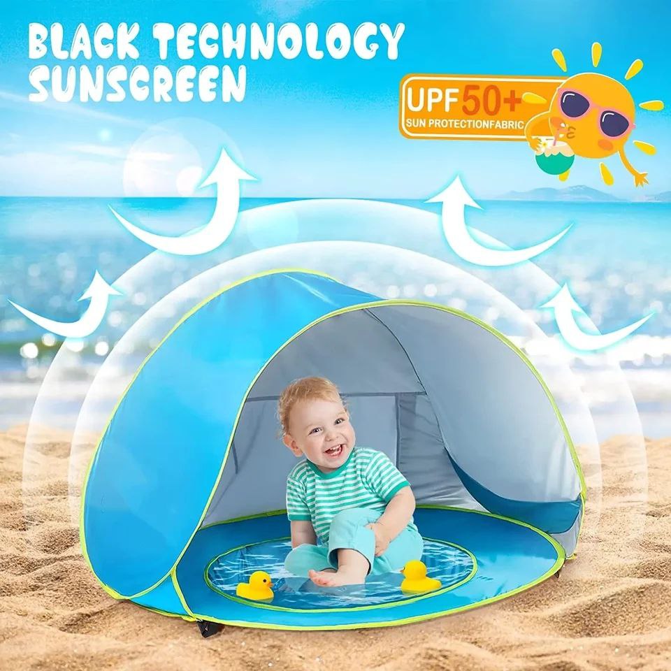 Tente de Plage Pop-Up Bébé Anti-UV UPF 50+ – Abri Solaire et Tente de Jeu Portable
