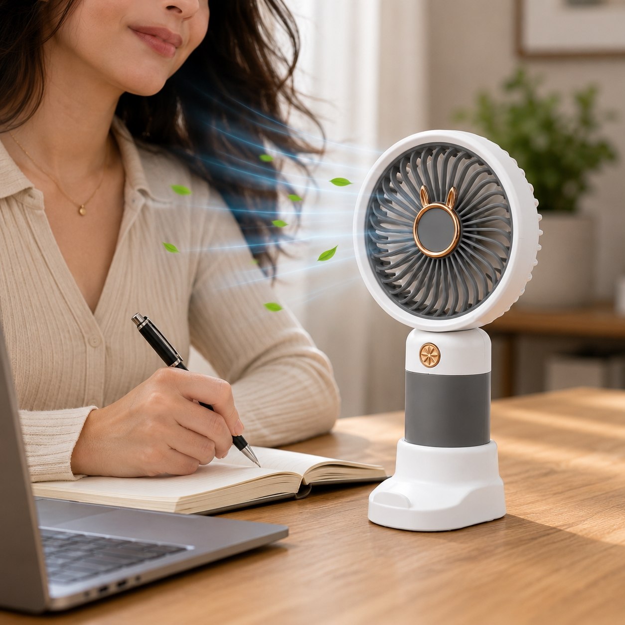 Mini Ventilateur Portable Rechargeable USB-C – Ventilateur de Bureau 2-en-1 KRAFT LINE