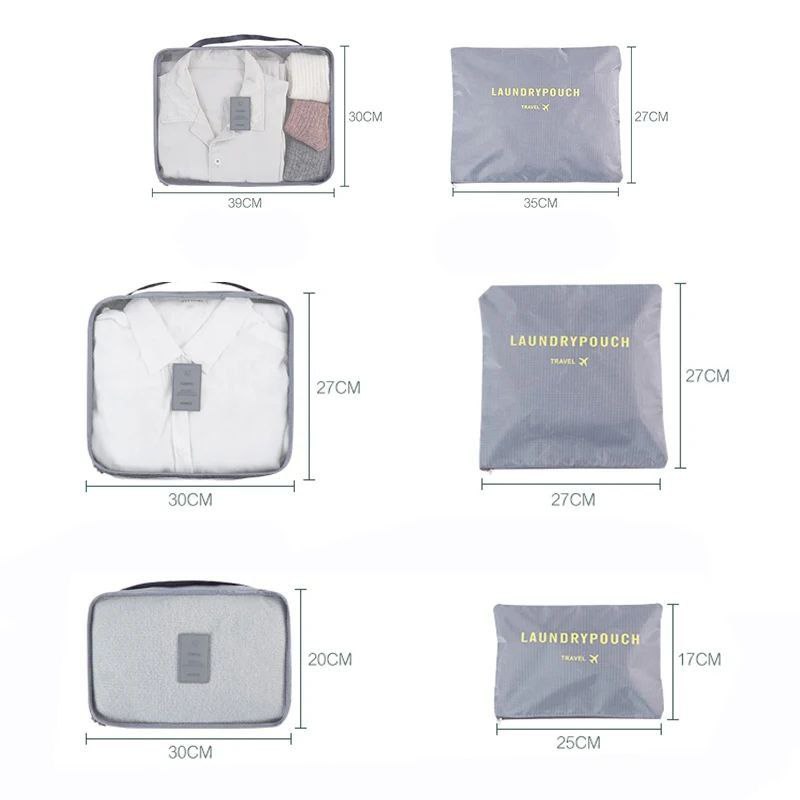 Set de 6 Organisateurs de Valise – Sacs de Rangement Voyage et Bagages