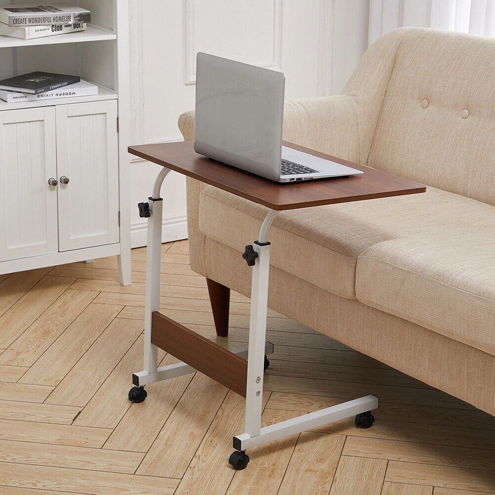 Table Amovible sur Roulettes pour Ordinateur Portable – Bureau Mobile Réglable en Hauteur pour Lit et Canapé