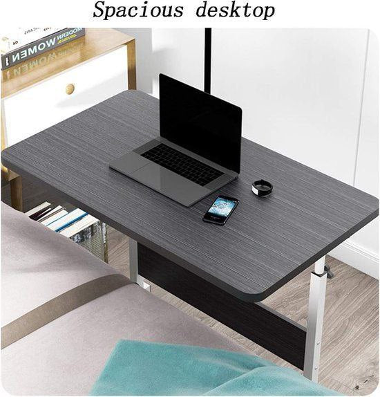 Table Amovible sur Roulettes pour Ordinateur Portable – Bureau Mobile Réglable en Hauteur pour Lit et Canapé