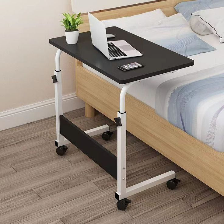 Table Amovible sur Roulettes pour Ordinateur Portable – Bureau Mobile Réglable en Hauteur pour Lit et Canapé