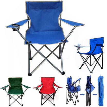 Chaise Pliante Camping Portable avec Porte-Gobelet et Sac de Transport