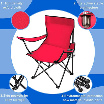Chaise Pliante Camping Portable avec Porte-Gobelet et Sac de Transport