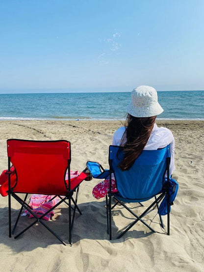 Chaise Pliante Camping Portable avec Porte-Gobelet et Sac de Transport